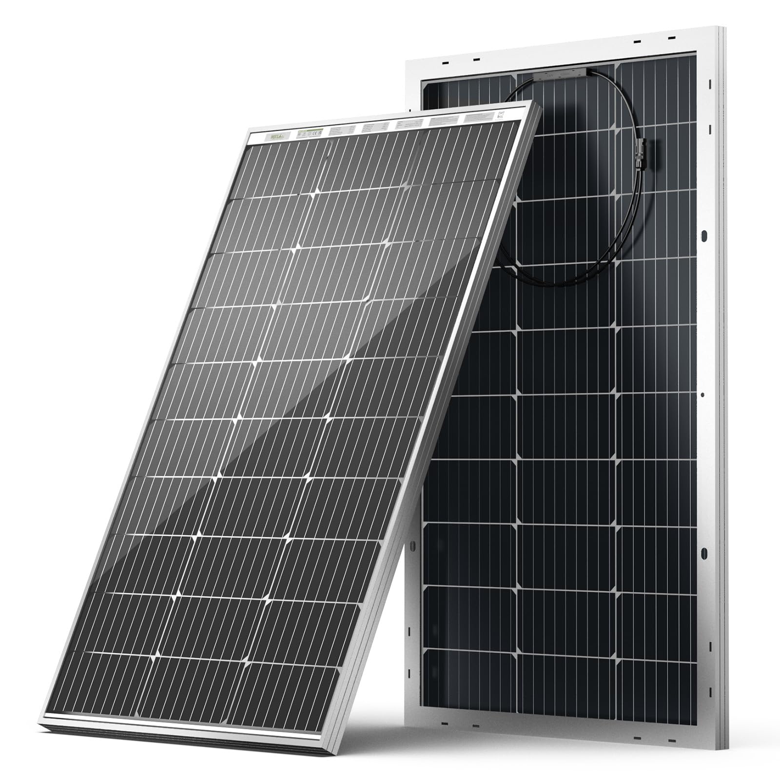HQST 100W bifacial panel front view with high-efficiency 9BB cells for off-grid charging