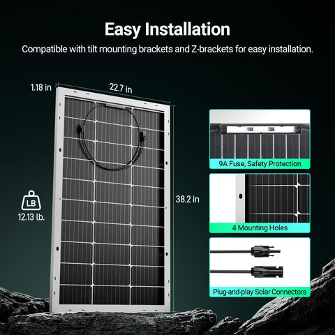 HQST 100W bifacial panel snow-reflection site highlighting albedo boost