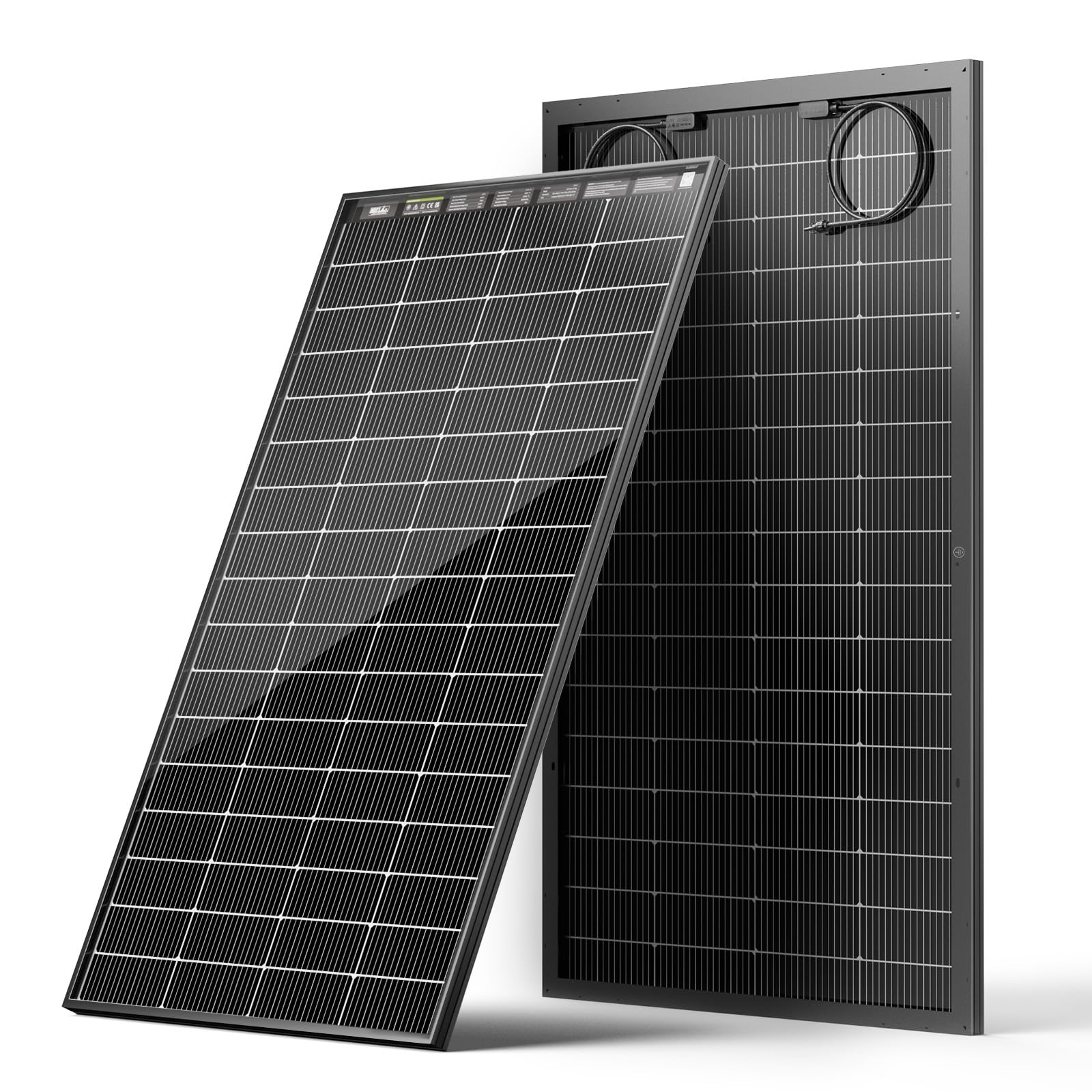 HQST N-Type 200W front view highlighting high efficiency for off-grid setups.