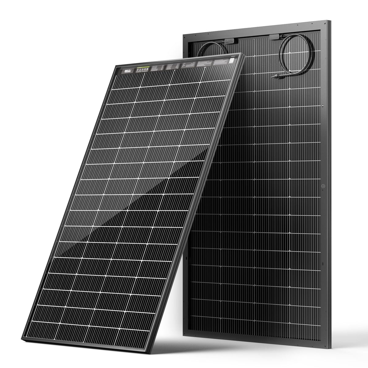 HQST N-Type 200W front view highlighting high efficiency for off-grid setups.
