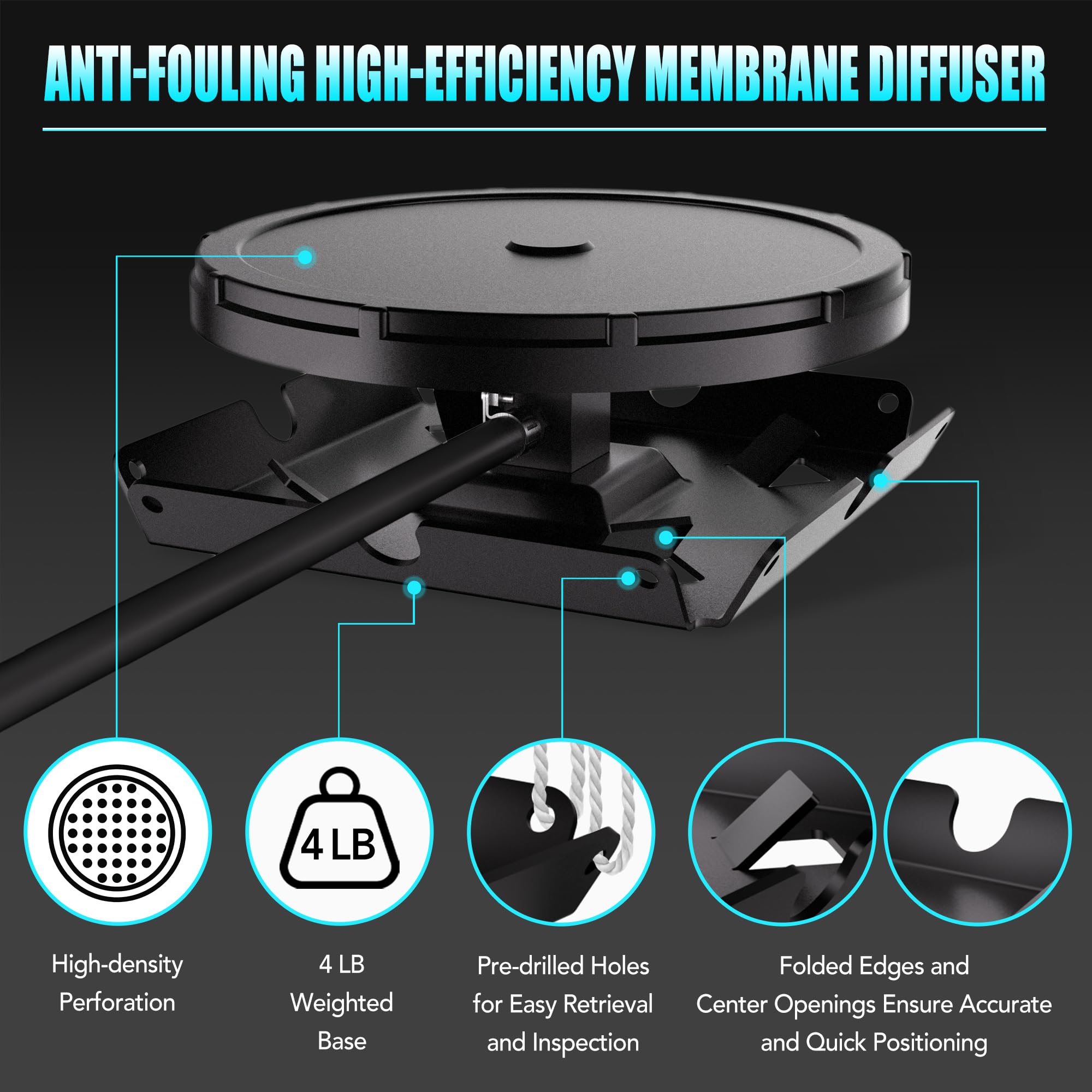 HQUA PAS20AD EPDM membrane diffuser promotes steady diffusion in ponds.