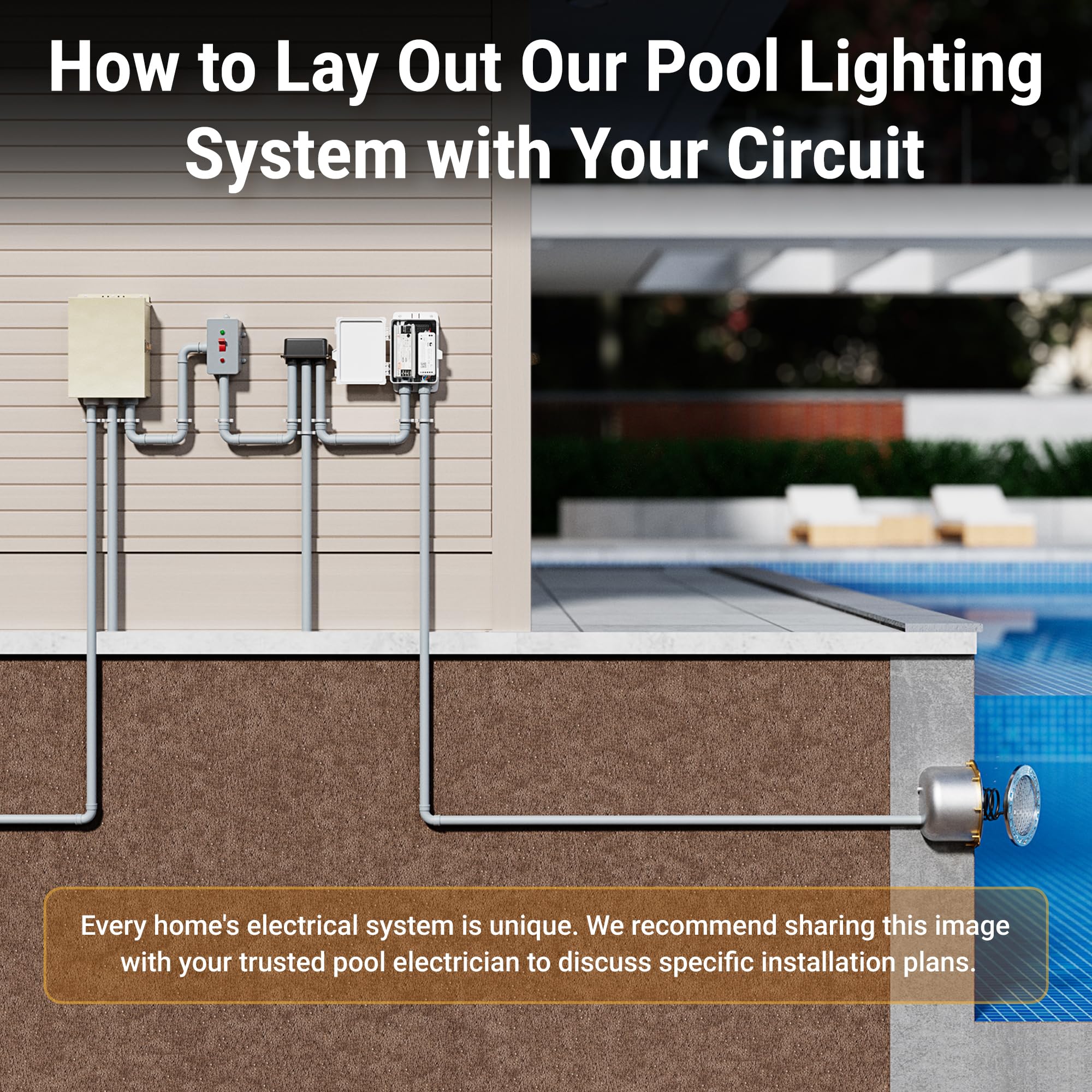 HQUA PN01DC fits a standard 10-inch niche for secure pool lighting installation.