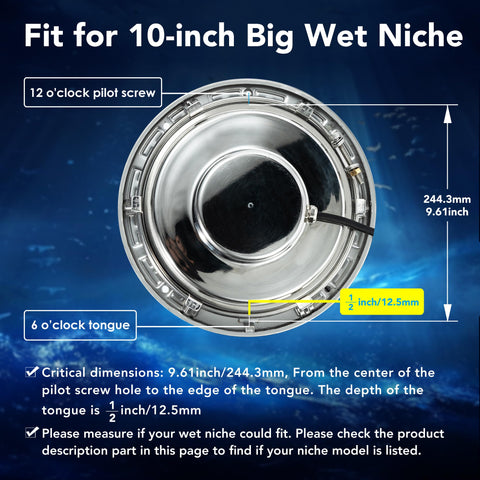 HQUA PN01DC compatible with Pentair, Hayward, Jandy niches for replacement use.