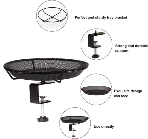 Thick iron clamp provides durable, secure mounting outdoors