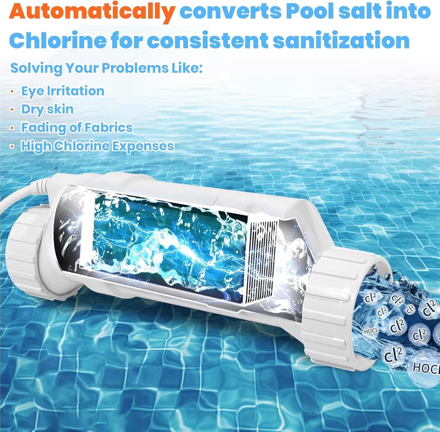 HRepair T15 salt cell includes a 13.5-foot power cord for flexible mounting.