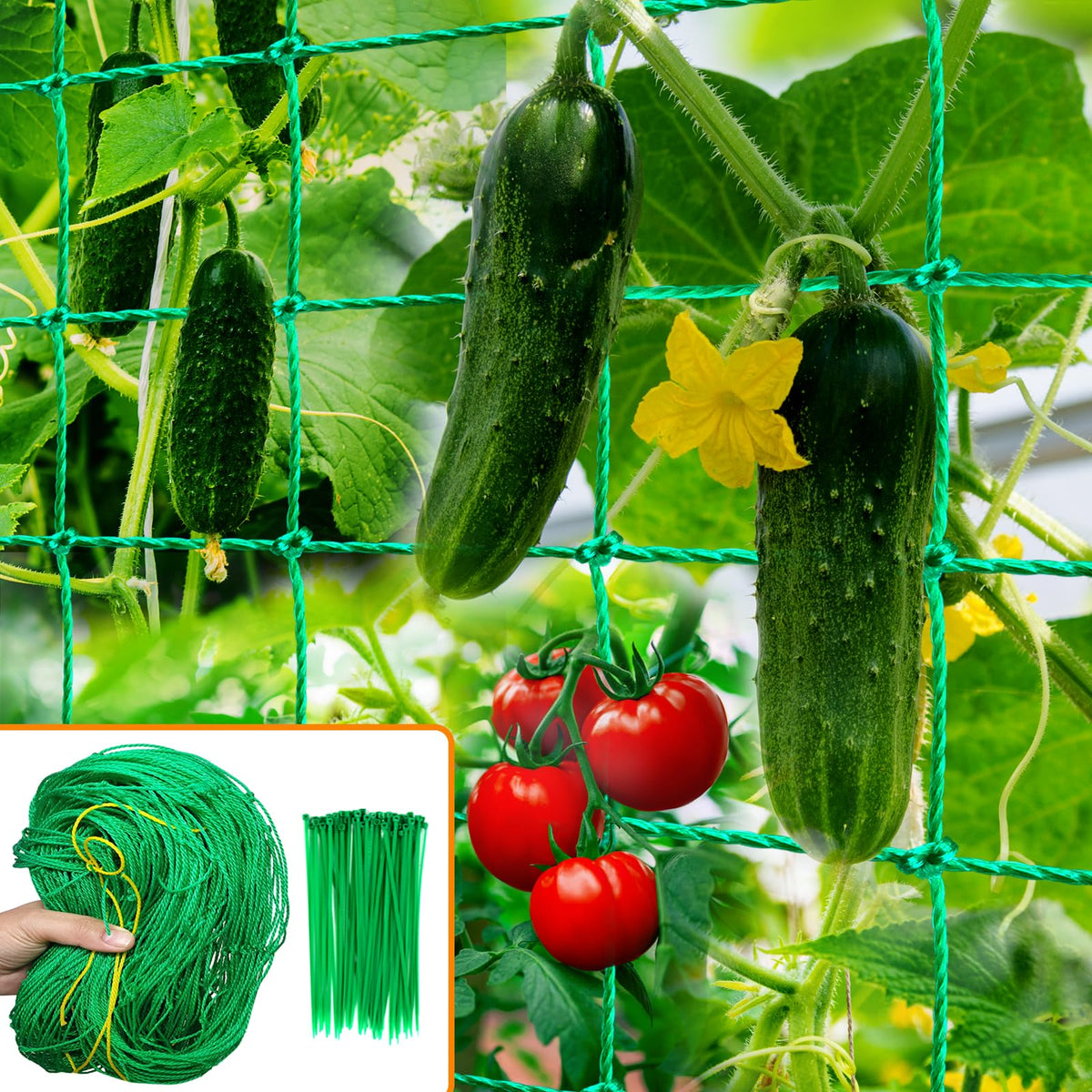 H.Romo Trellis Netting close-up shows 27-nylon strands for strong vine support.