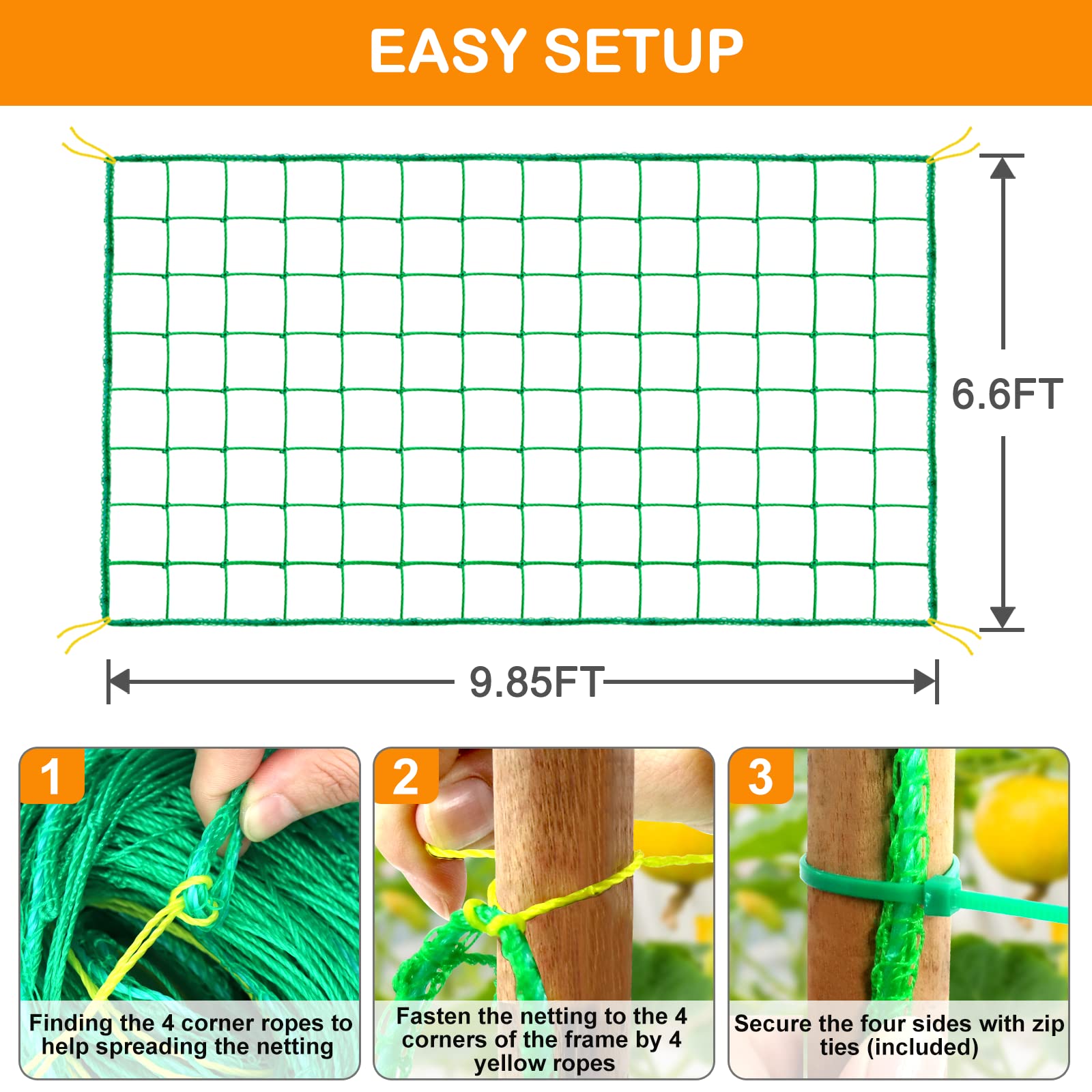 H.Romo Trellis Netting is reusable after harvest and weather-stable.