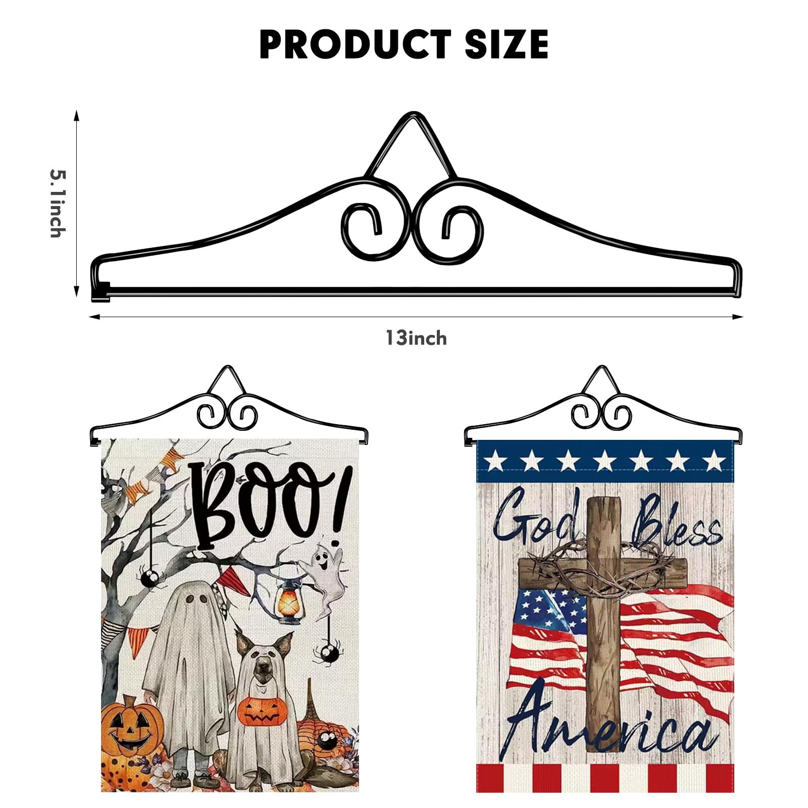 HRXMS wrought iron flag holder vertical pole ready for small banners.