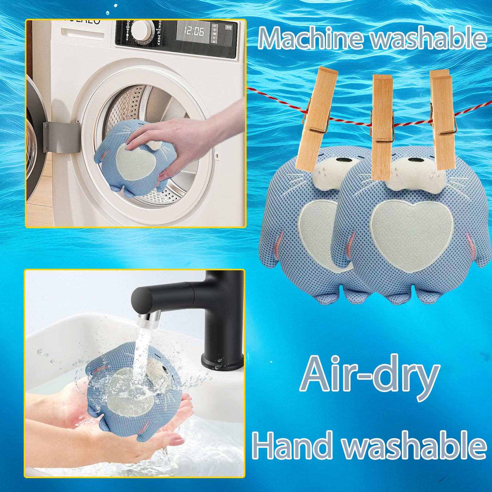 HSDMDMS reusable machine washable sponge reduces waste.