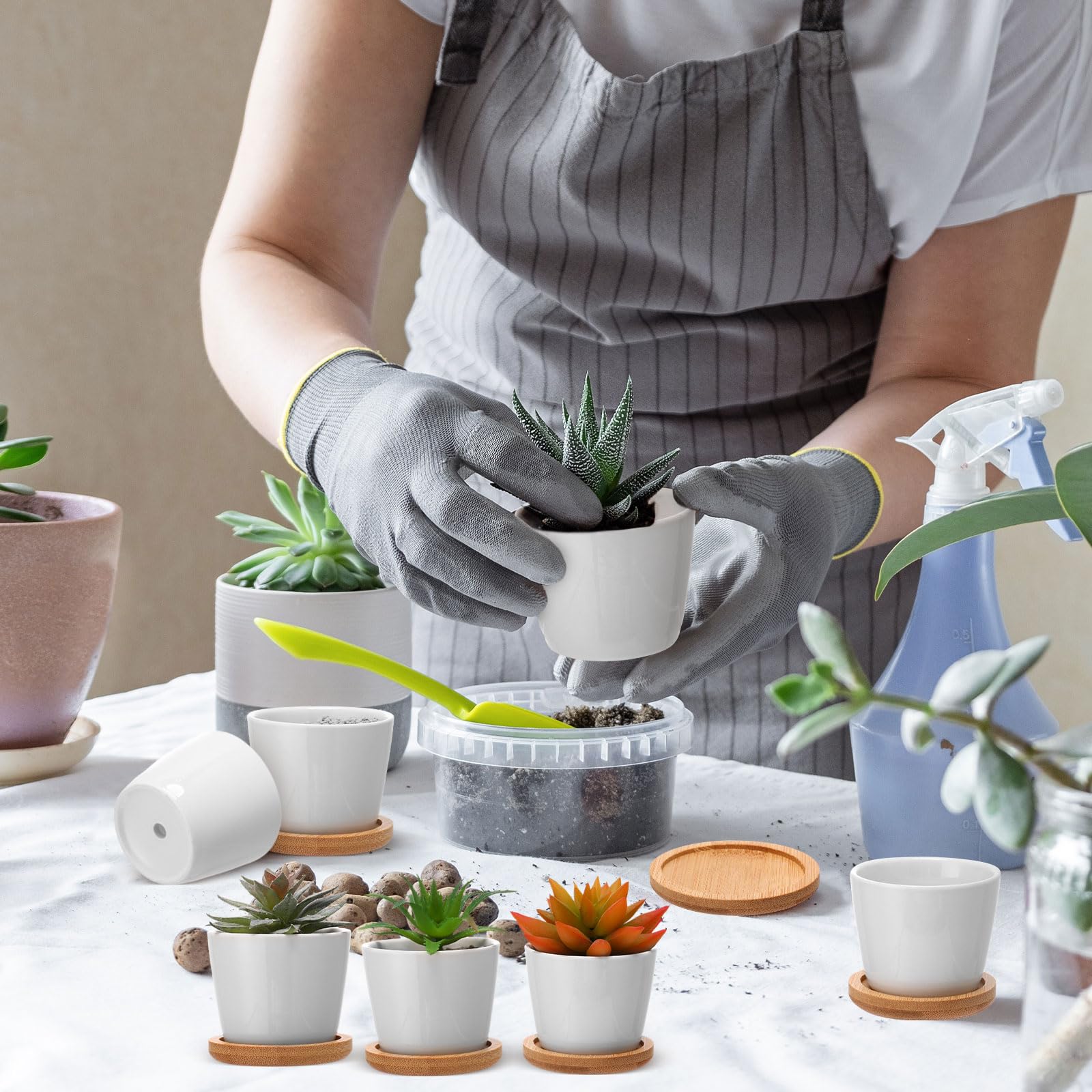 Hsei Easter table decor mini pots add clean white accents to celebrations
