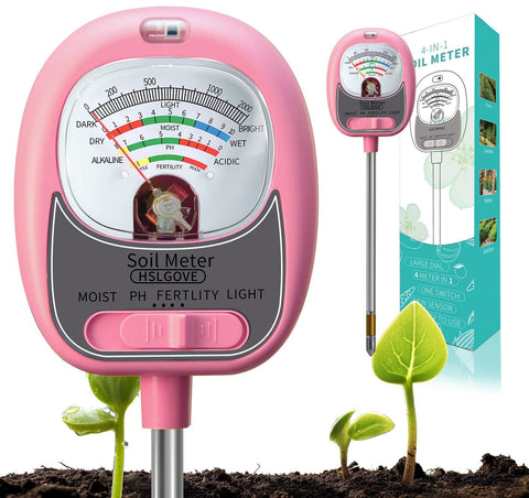 HSLGOVE 4-in-1 soil tester dial showing quick, clear readings for gardening.