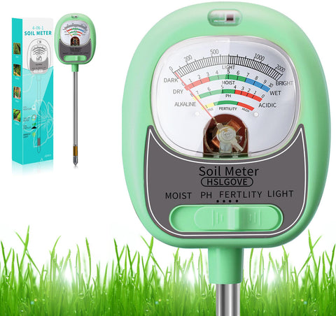 HSLGOVE 4-in-1 soil test kit dial close-up for precise readings.