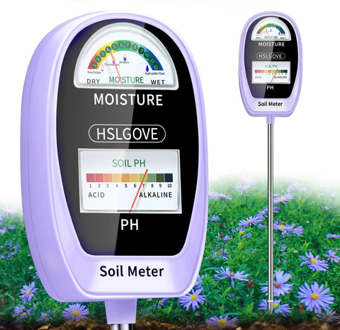 HSLGOVE soil tester with dual-dial display for quick moisture and pH readings