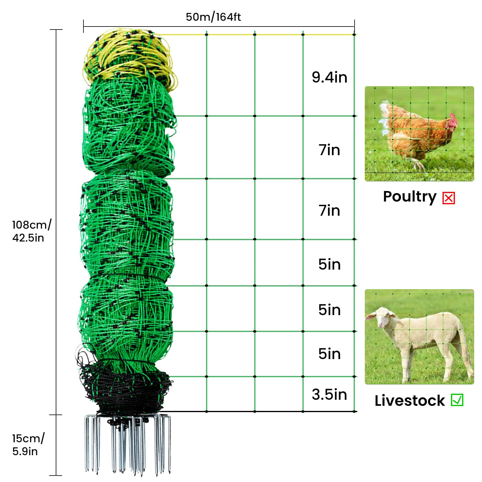 HSLNSD fence kit with 14 posts and double spikes for fast, stable installation.