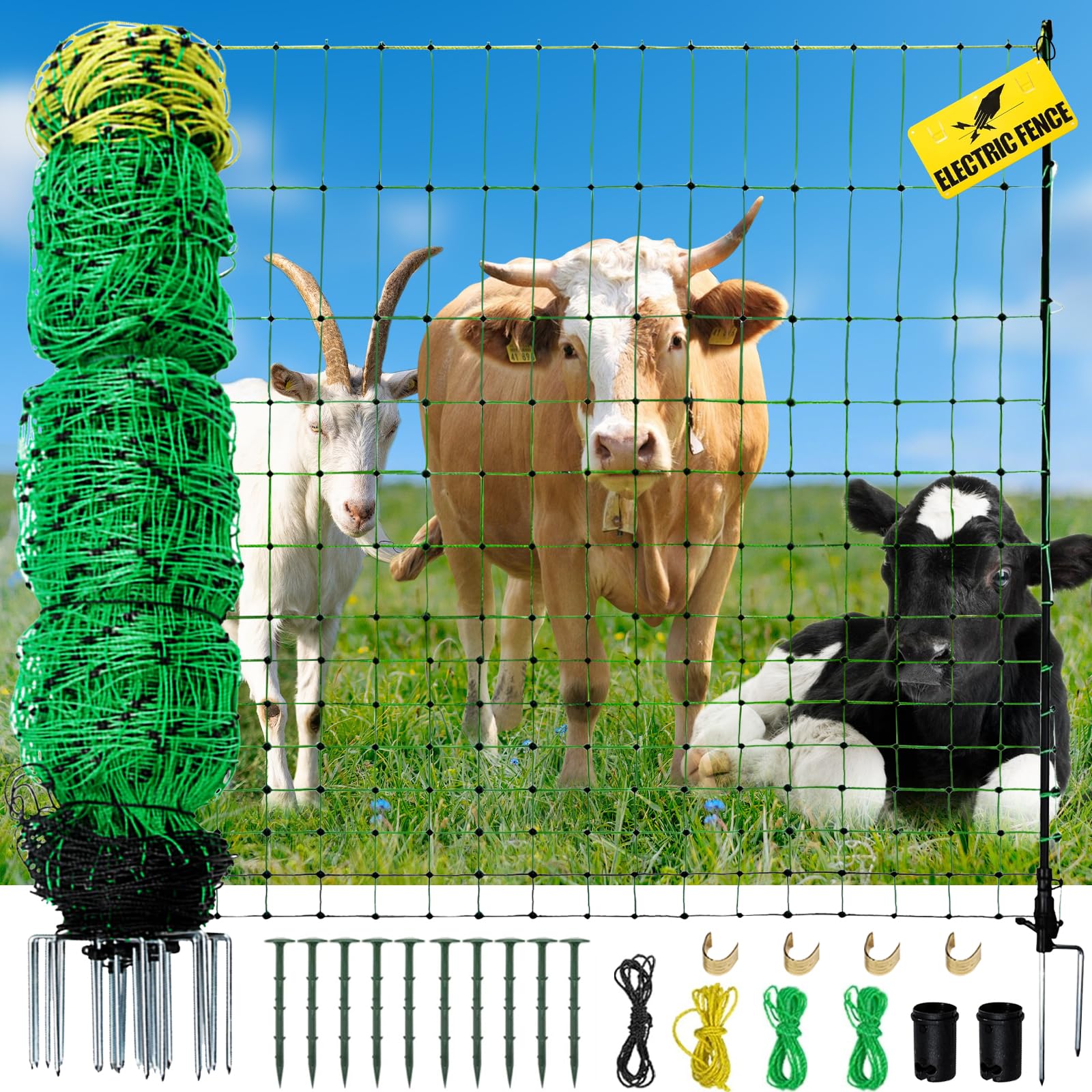 HSLNSD electric fence netting laid out in a yard for durable livestock containment.