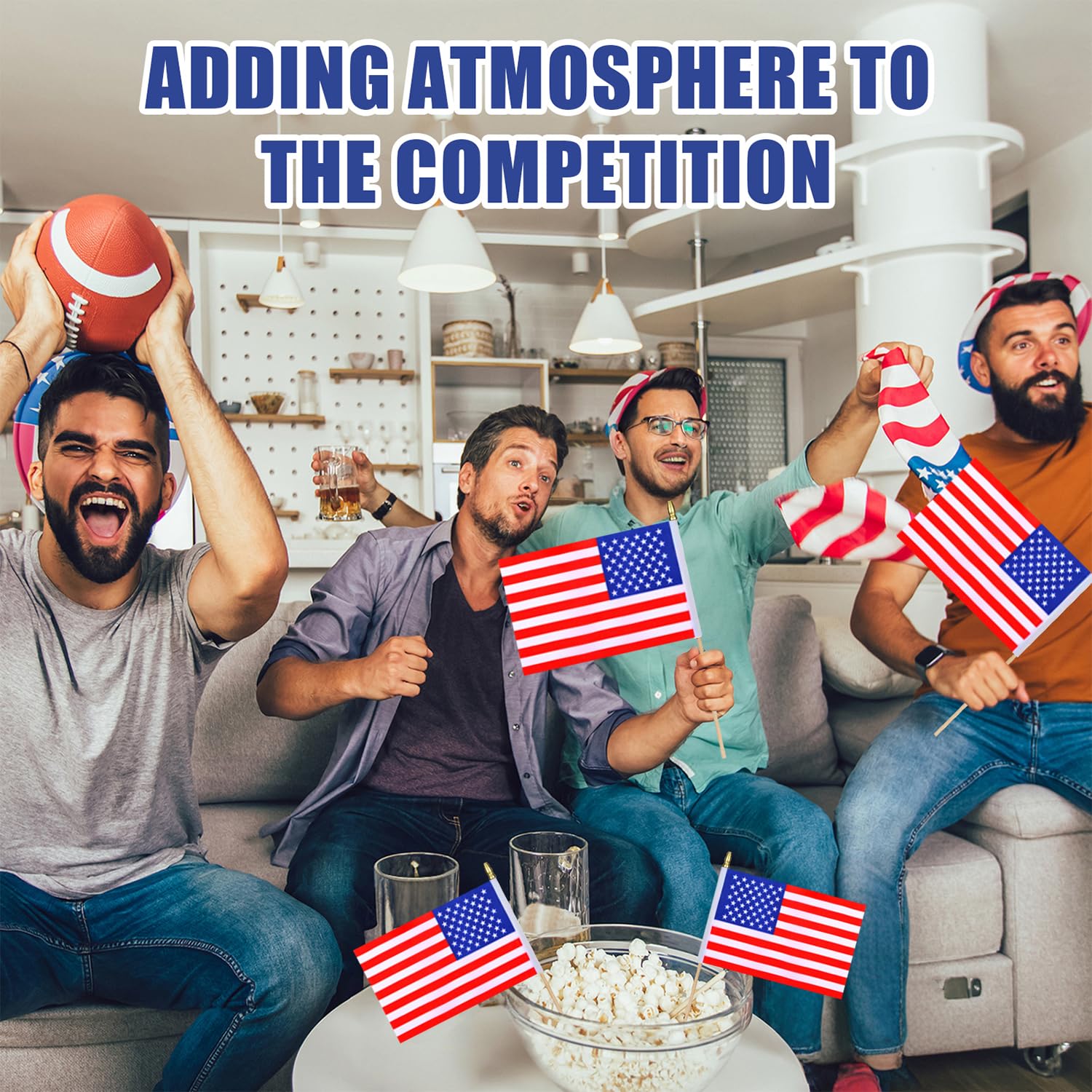 HSQCEZ indoor-outdoor US flags on sticks for versatile displays.