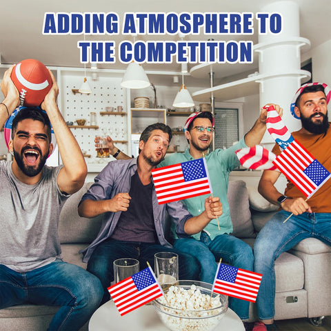 HSQCEZ indoor-outdoor US flags on sticks for versatile displays.
