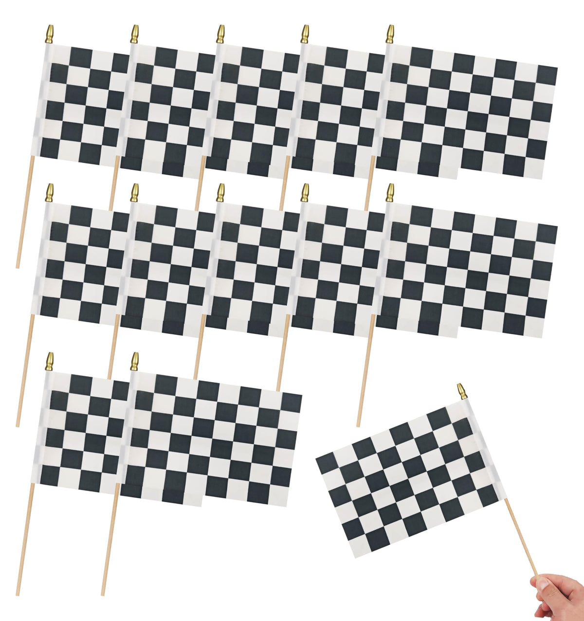 HSQCEZ racing flags checkered 5x8 on stick for bold event decor