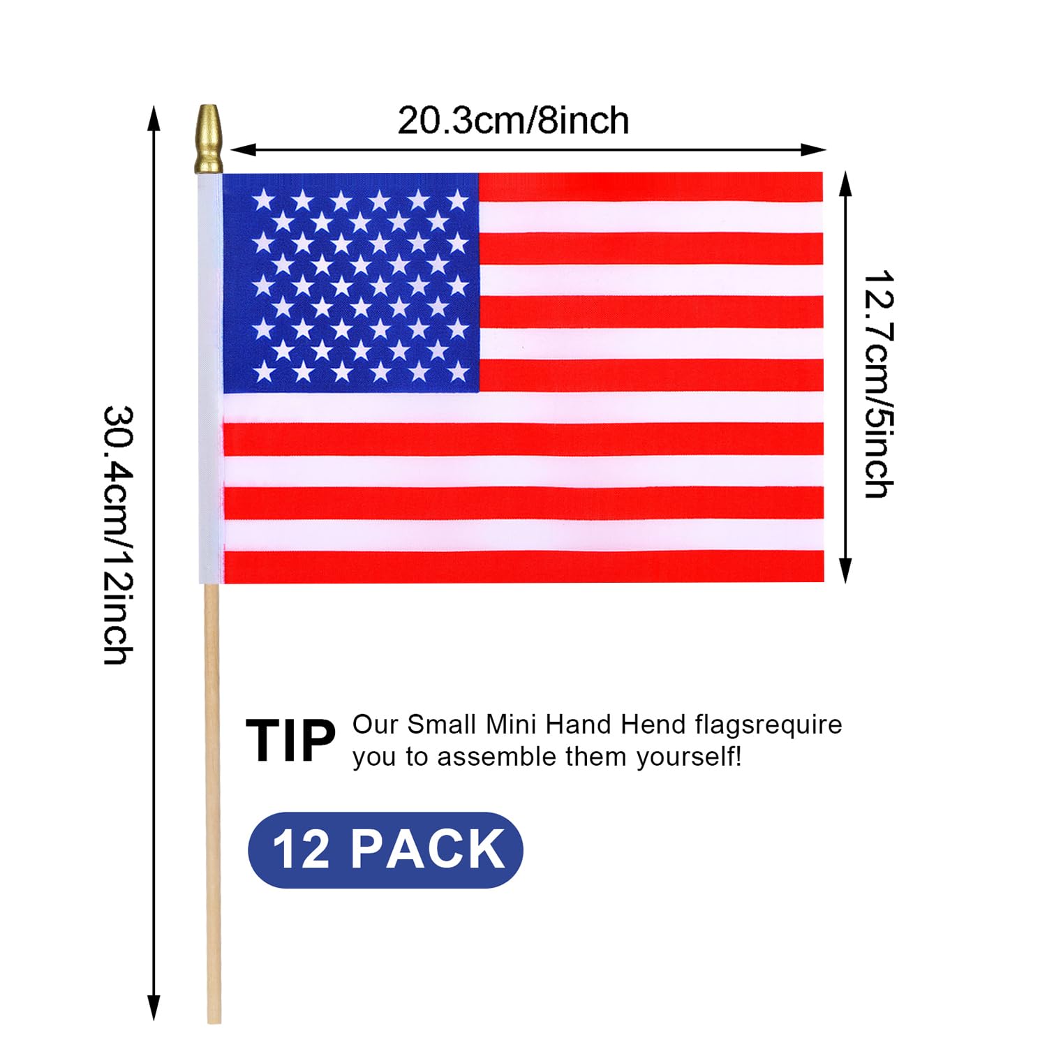 HSQCEZ vibrant-dye USA flags on a stick for vivid parade displays.
