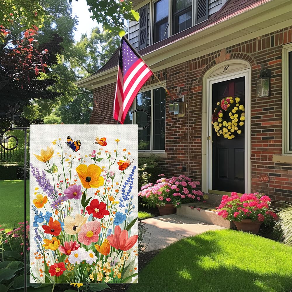 Hsrvivi butterflies-on-flag detail showcasing nature-inspired accents for garden charm.