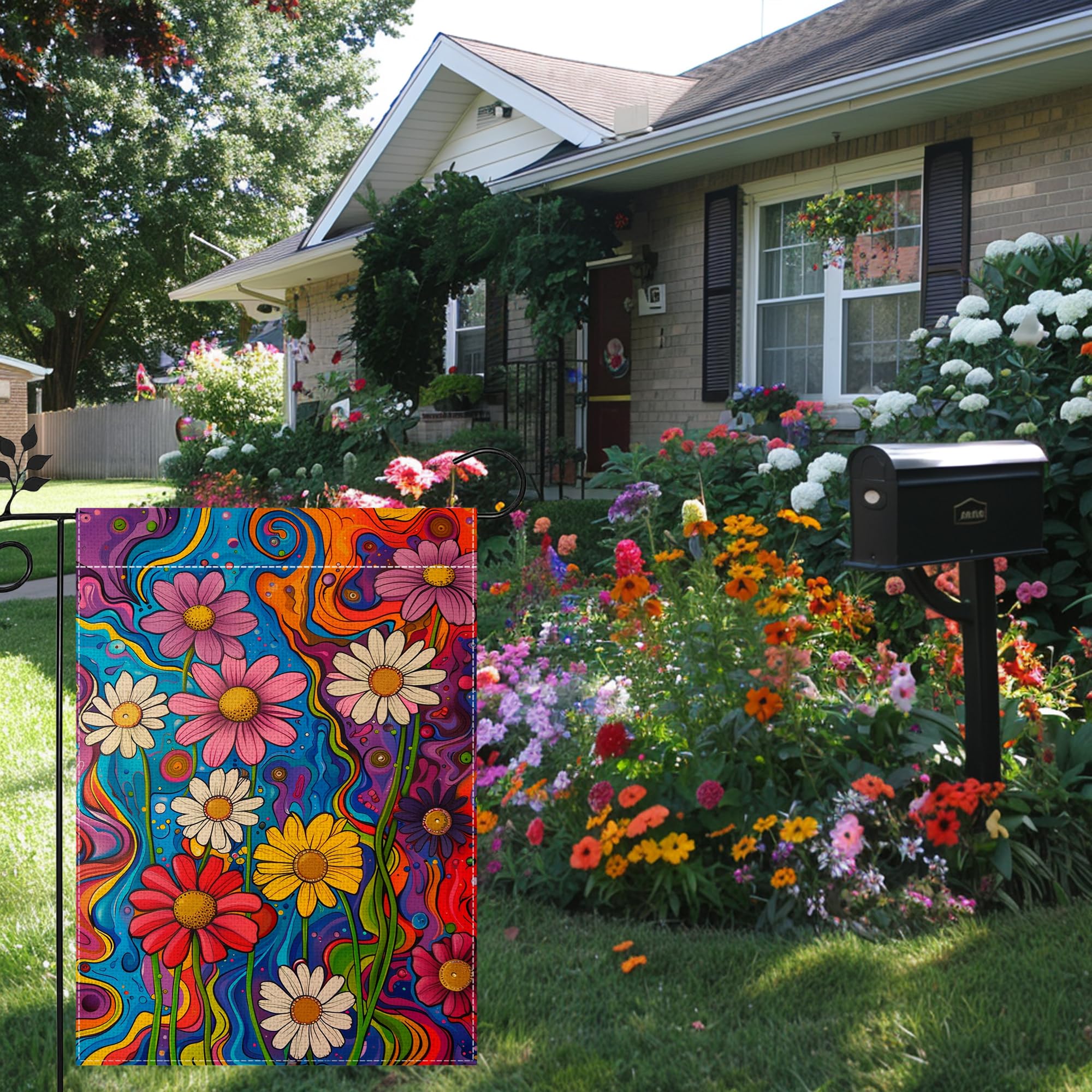 hsrvivi colorful floral garden flag enhances porch or patio with cheerful blooms.