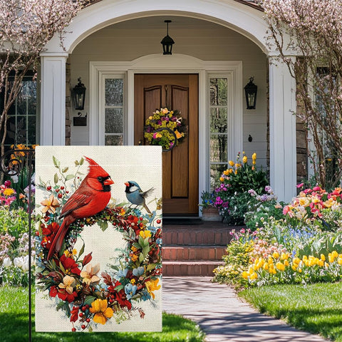 Hsrvivi Colorful Flowers Wreath Flag brightens porches and lawns