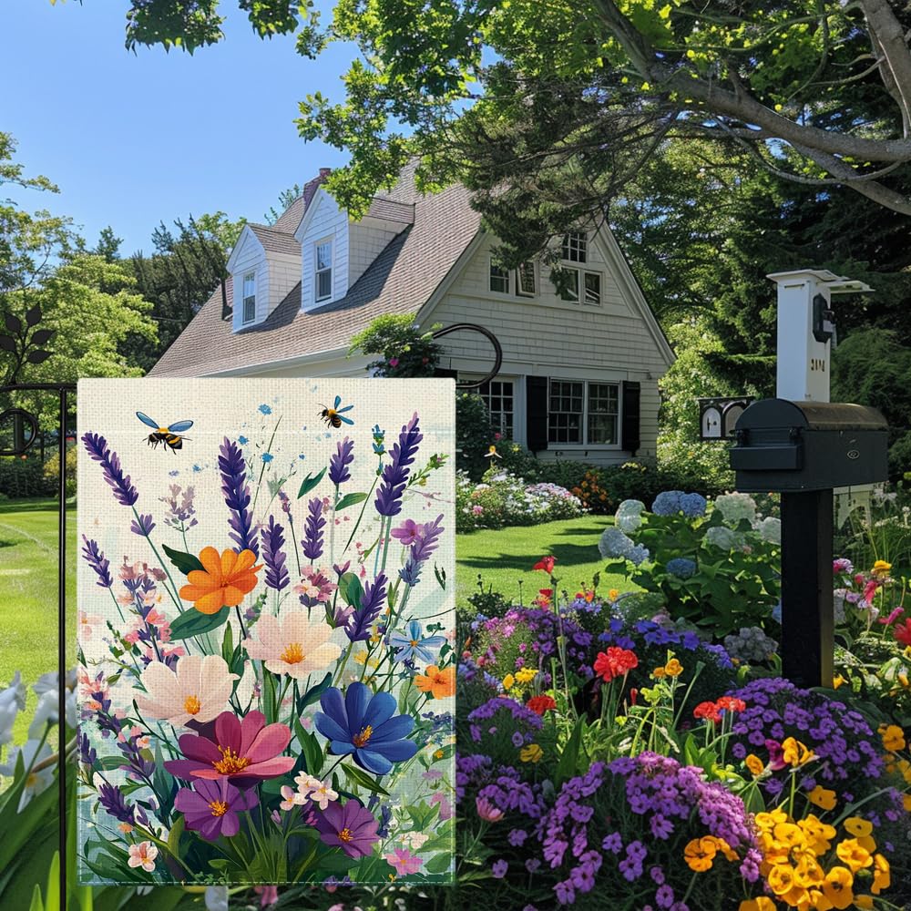 Hsrvivi lavender flag provides year-round curb appeal with durable fabric.