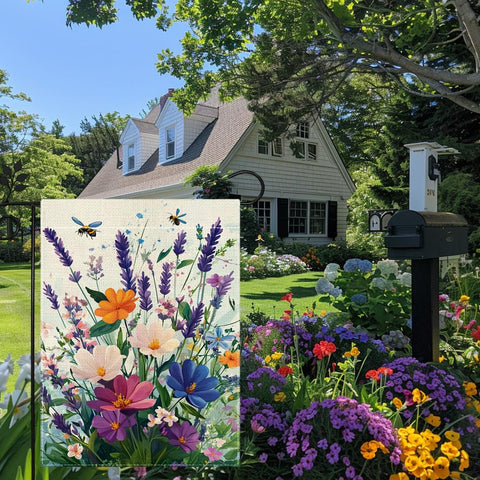 Hsrvivi lavender flag provides year-round curb appeal with durable fabric.