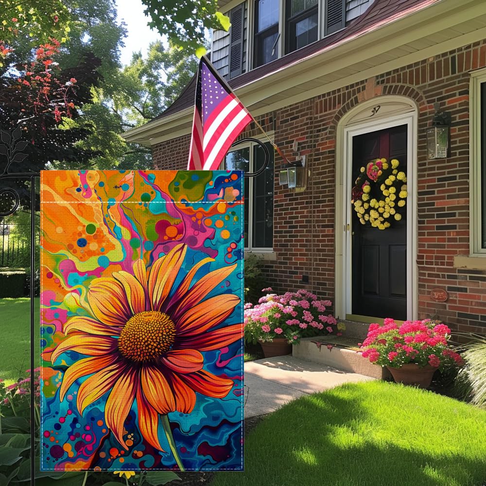 Hsrvivi double-sided garden flag displays sunflower imagery from both sides