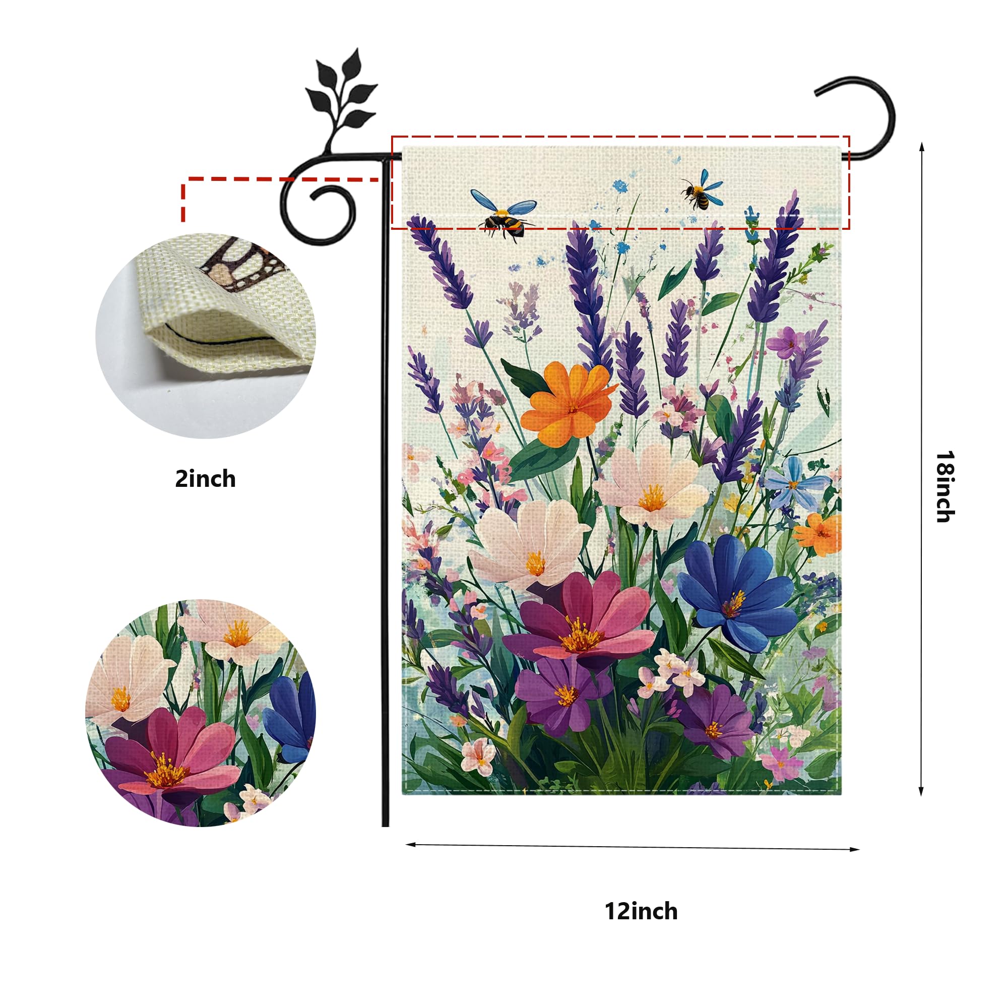Hsrvivi lavender garden flag displayed on a porch for decorative appeal.