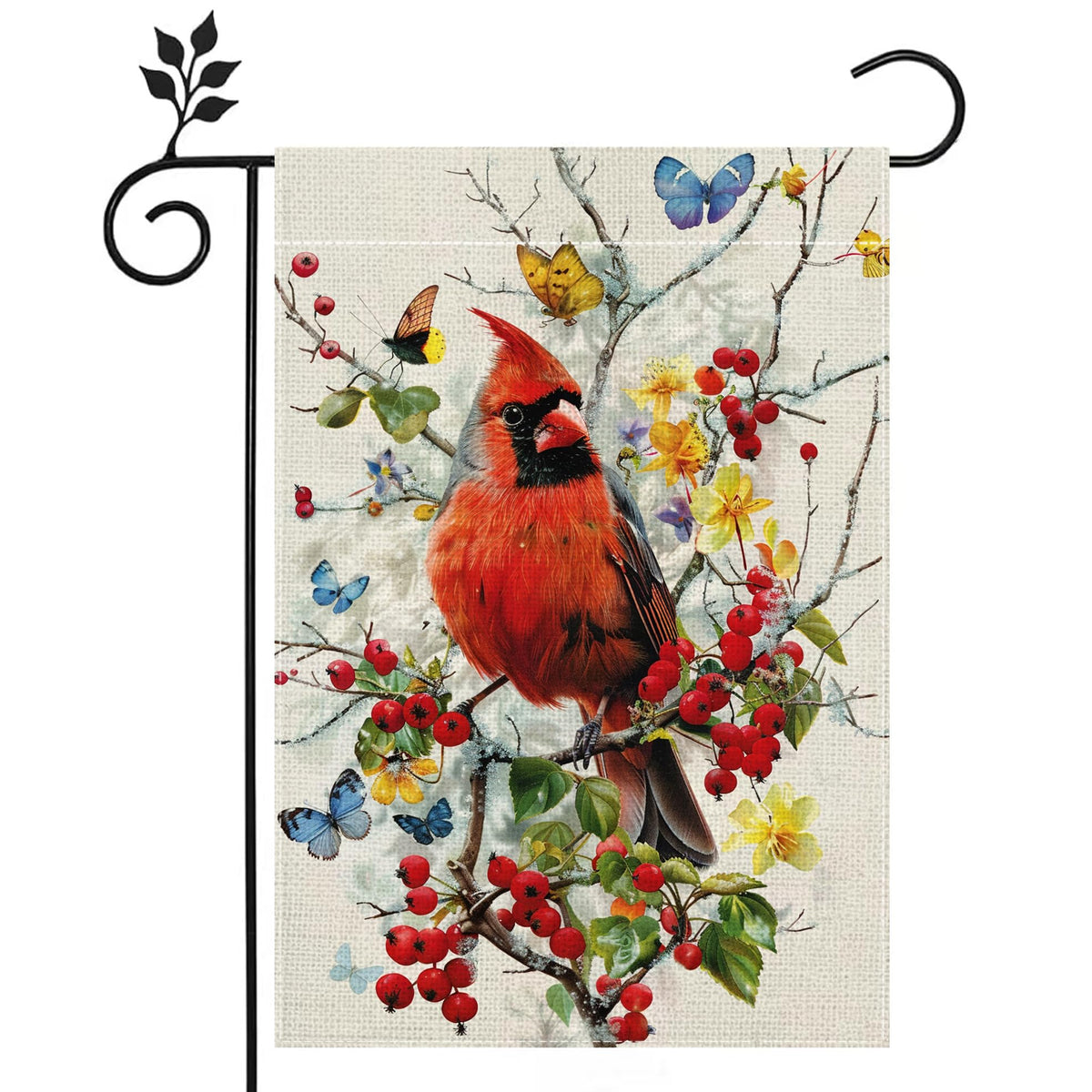 Hsrvivi Spring Cardinal flag with vivid cardinals boosts outdoor curb appeal.