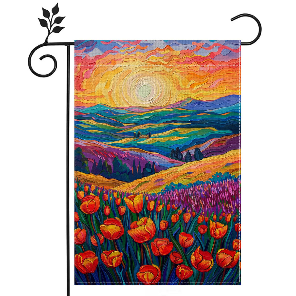 Hsrvivi tulip lavender garden flag front with vibrant colors for year-round curb appeal