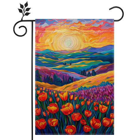 Hsrvivi tulip lavender garden flag front with vibrant colors for year-round curb appeal