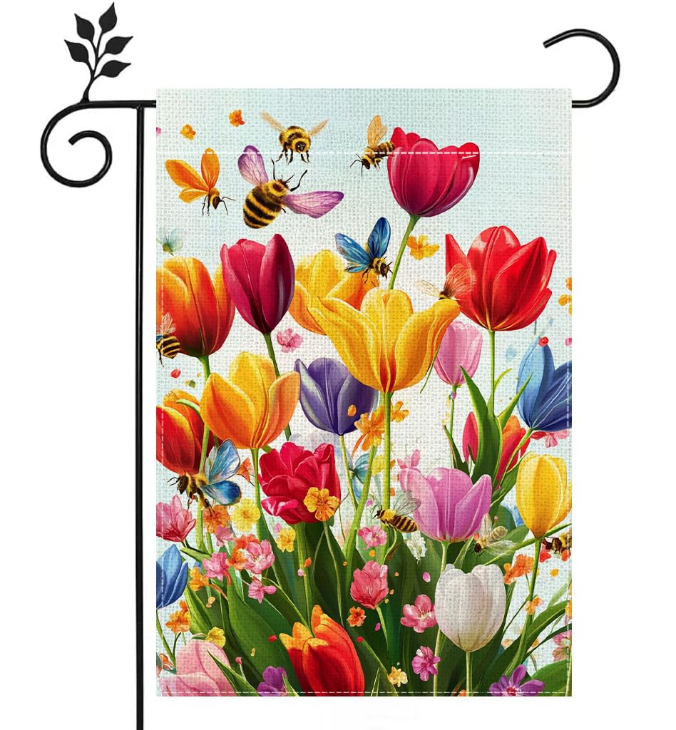 Hsrvivi spring tulip garden flag 12x18 brightens outdoor decor.