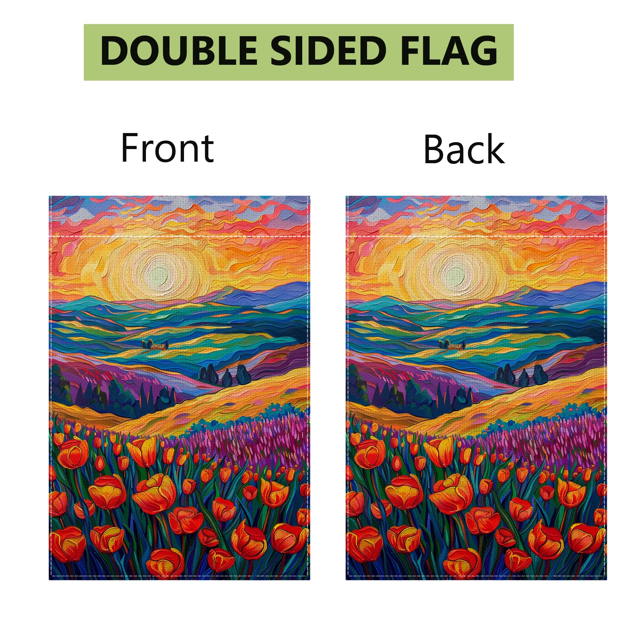 Warm sunset and mountain motif brightens porches and patios