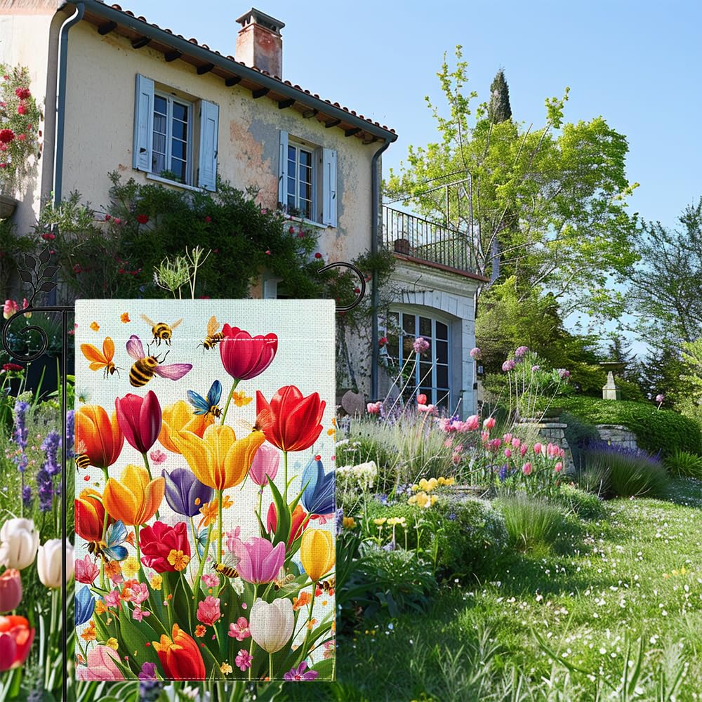 Hsrvivi welcome tulips flag side b presents consistent artwork for eye-catching display.