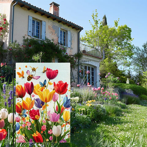 Hsrvivi welcome tulips flag side b presents consistent artwork for eye-catching display.