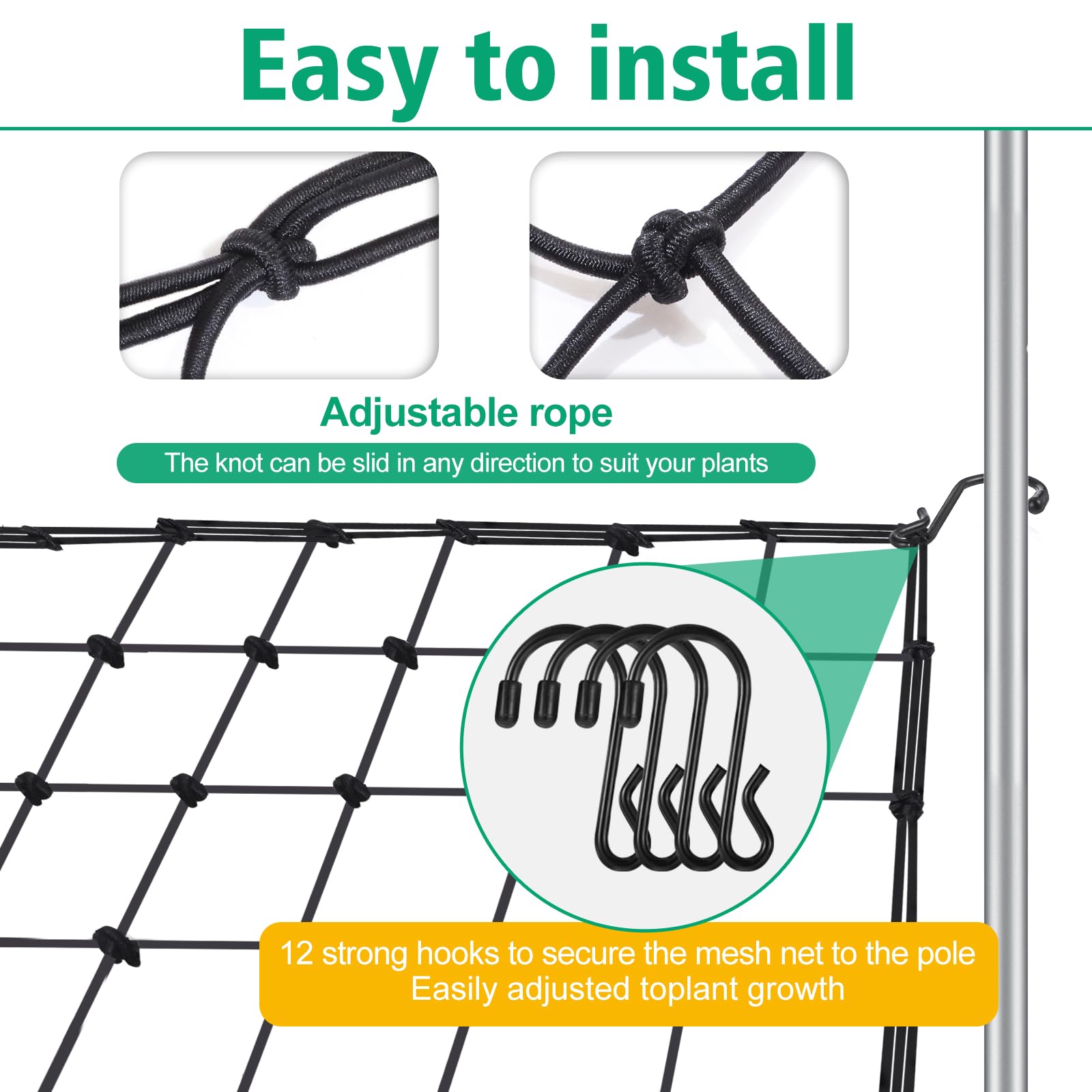 HSTEY trellis with 12 hooks shown for secure mounting and flexible setup.