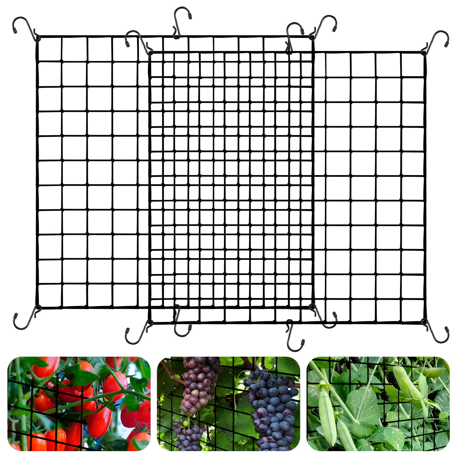 HSTEY 4x4 grow tent trellis netting in use for climbing plants, 2-pack.
