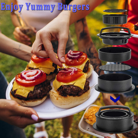 HSUJCYF 3-in-1 patty maker simplifies burger prep.