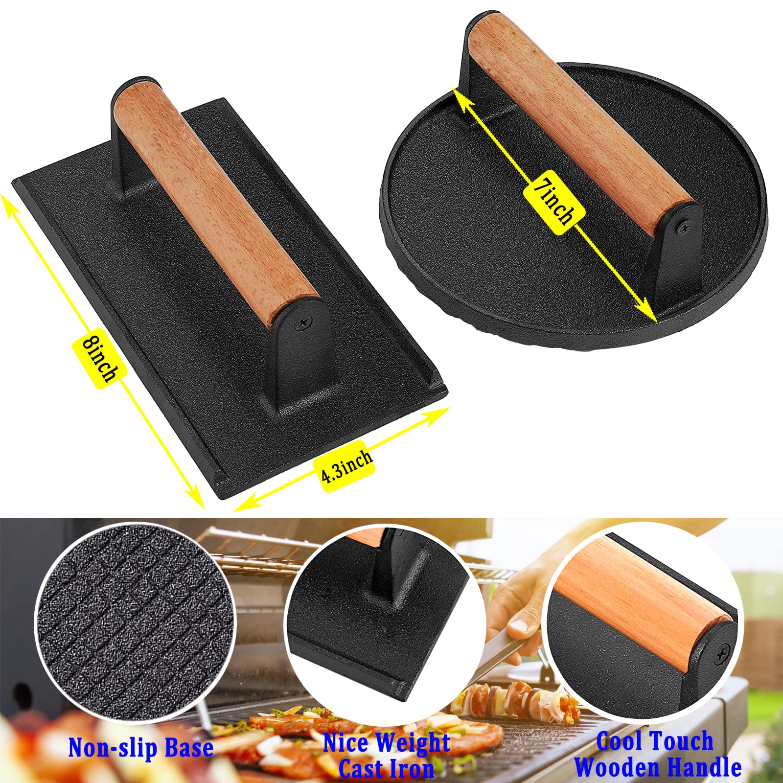 HSUJCYF rectangle burger press for uniform patties on grill.