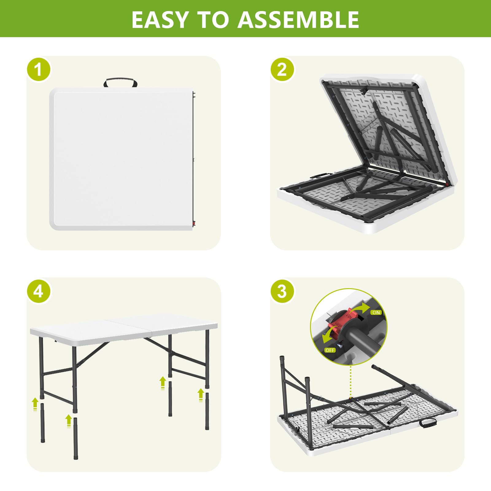 Hsundries compact folding table packed for storage and travel.