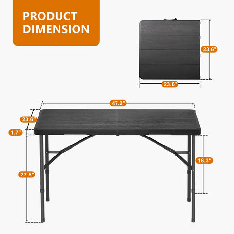 Hsundries folded portable table stored compactly after use.