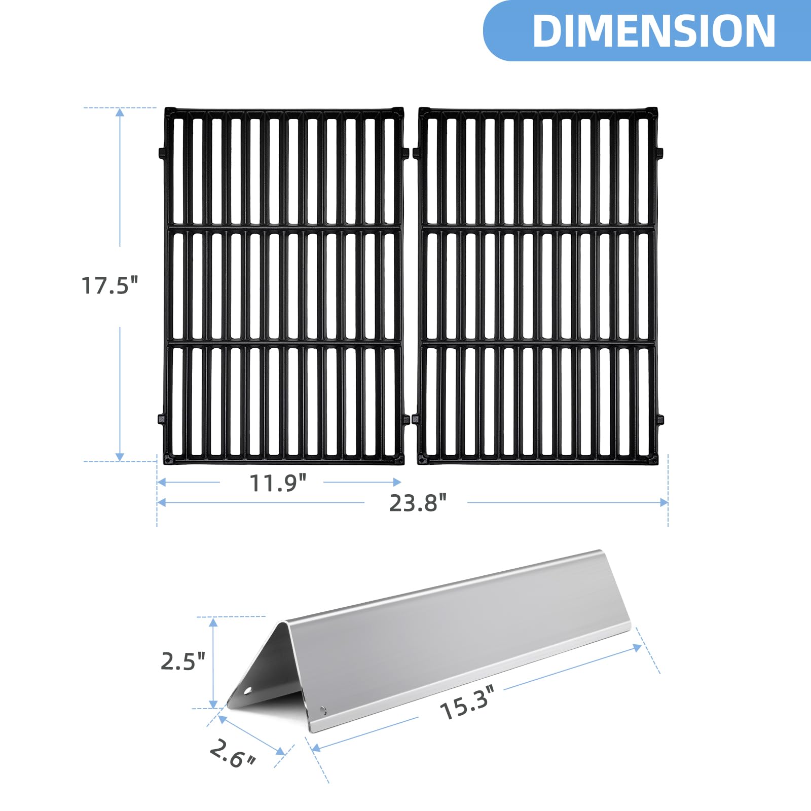 Htanch Spirit II 17.5-inch grate with durable, corrosion-resistant surface