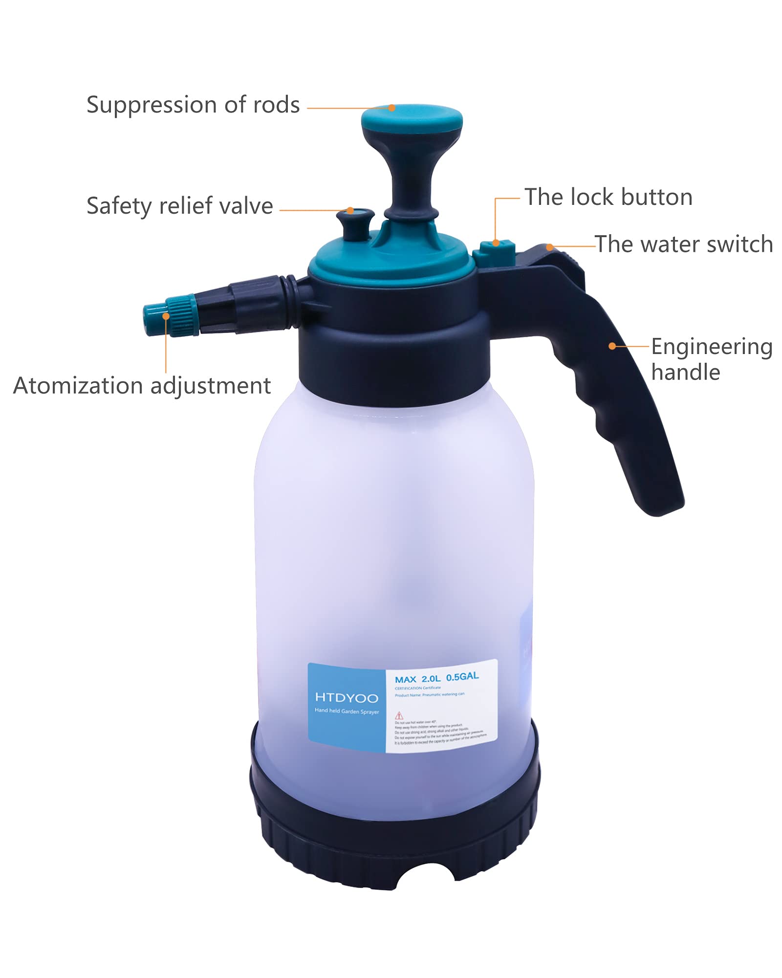 HTDYOO 0.5 gallon sprayer after factory pressure test shows reliability and readiness