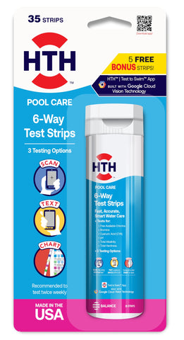 HTH 1279R 6-way test strips pack for quick pool chemistry checks for balanced water
