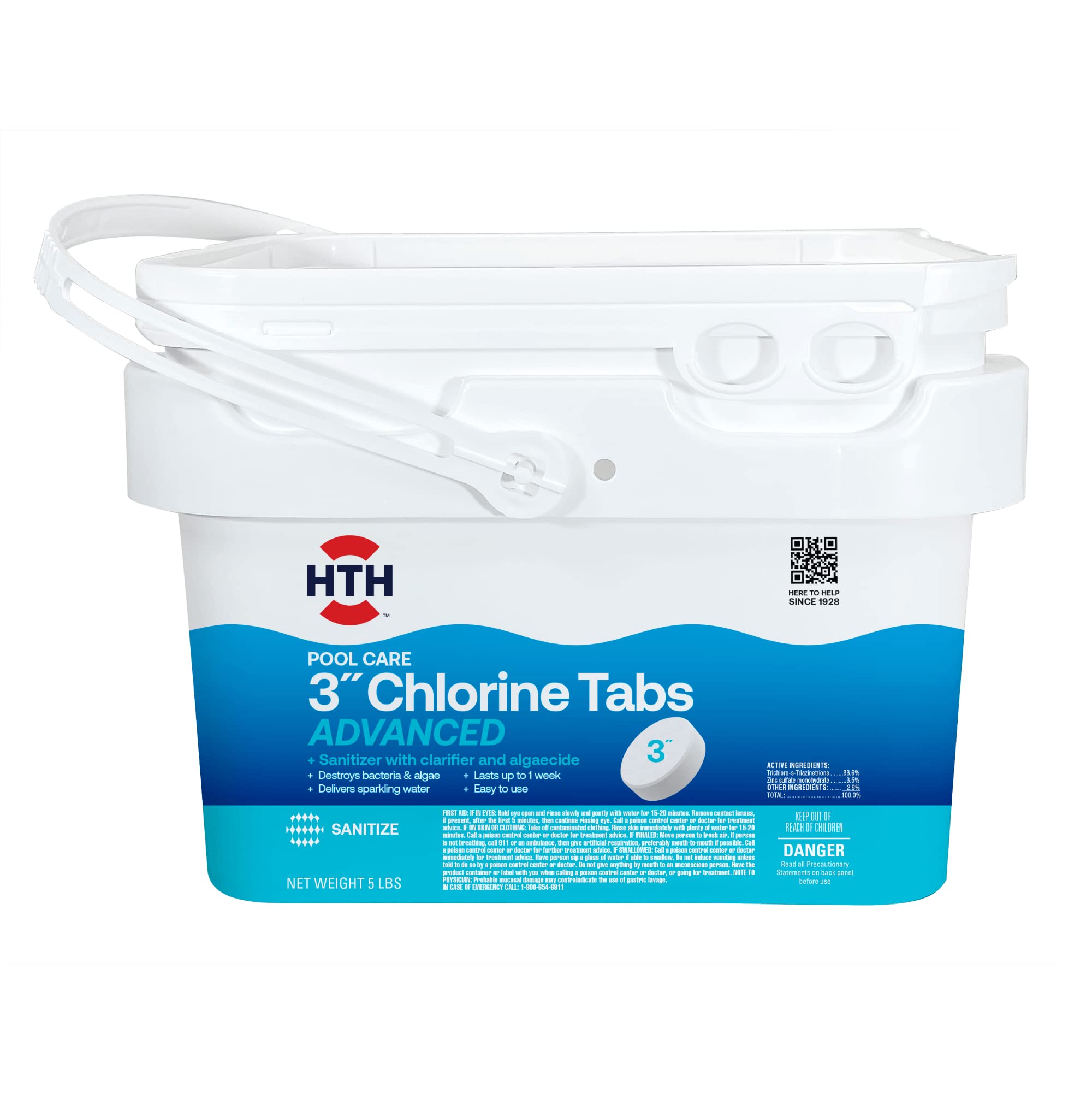 HTH 3-inch Chlorine Tabs Advanced bottle for convenient pool sanitizing