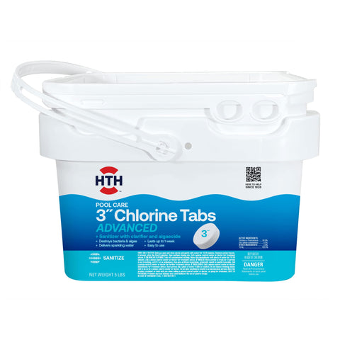 HTH 3-inch Chlorine Tabs Advanced bottle for convenient pool sanitizing