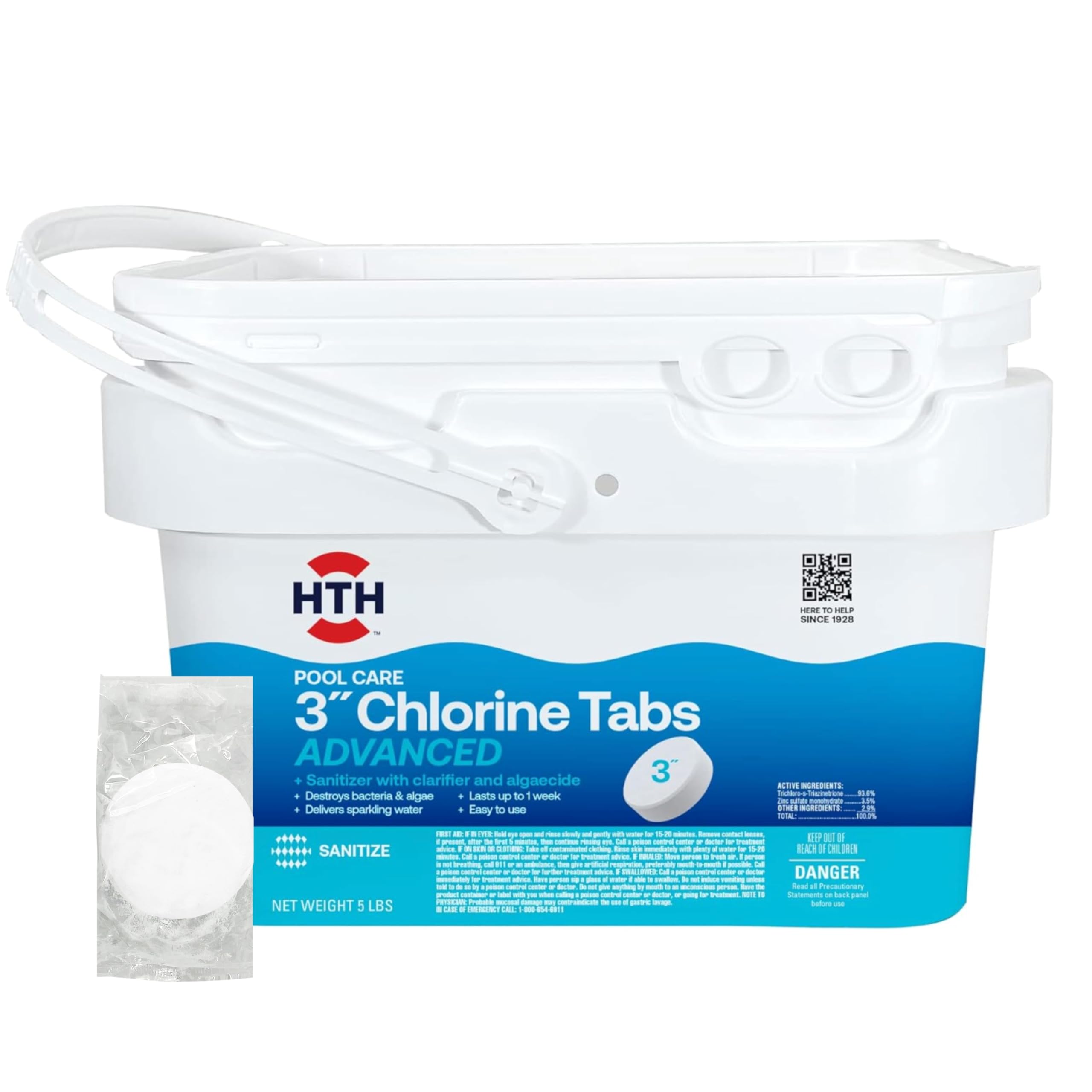 HTH 42052W chlorine tabs advanced bottle for easy dosing and long-lasting sanitizing.