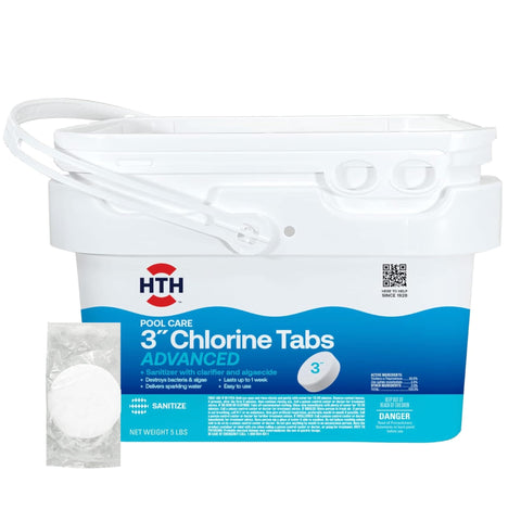 HTH 42052W chlorine tabs advanced bottle for easy dosing and long-lasting sanitizing.